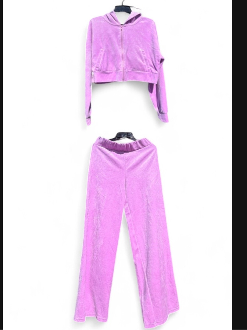 Forever 21 Lilac Velour Hoodie & Wide-Leg Pants Set